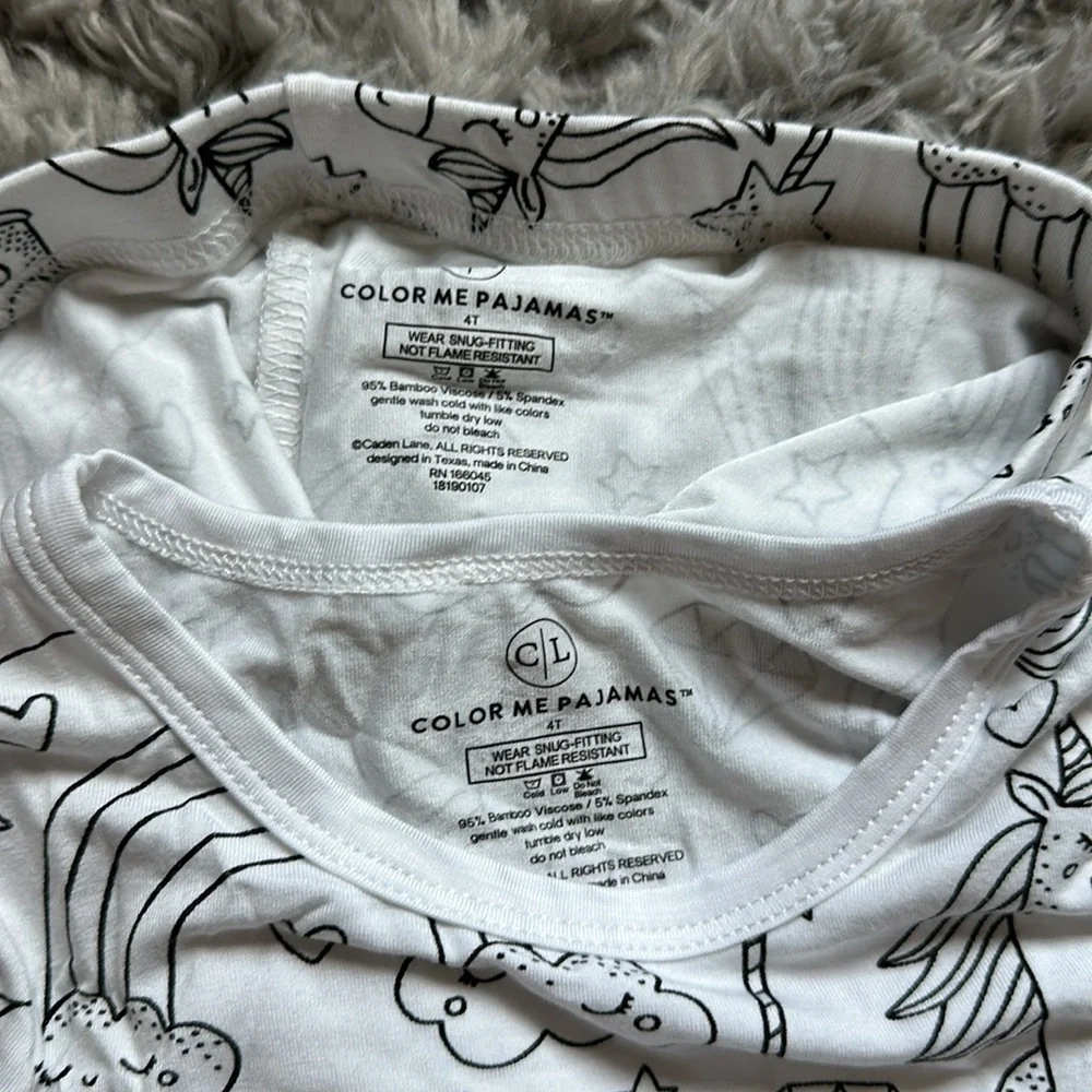 New Caden Lane Color Me Pajamas 2 Piece Set Enchanted Unicorns. Size 4T - Picture 5 of 8